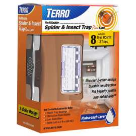 TERRO T3220 Refillable Spider and Insect Trap Plus Lure, Solid, Mild, 5-1/2 in L Trap, 3 in W Trap, 2 fl-oz Pack