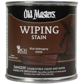 Old Masters 15016 Wiping Stain, Rich Mahogany, Liquid, 0.5 pt, Can