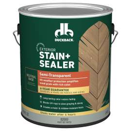 Duckback DBWB82000-16 Exterior Stain and Sealer, Semi-Transparent, Neutral Base, 1 gal