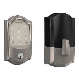 Schlage BE489WBV CAM 619 Deadbolt, 1, AAA Grade, Keyed Key, Satin Nickel, 2-3/8, 2-3/4 in Backset, C Keyway
