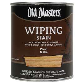 Old Masters 12904 Wiping Stain, Pecan, Liquid, 1 qt, Can