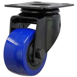 Shepherd Hardware 3657 Swivel Caster, 2 in Dia Wheel, TPU Wheel, Black/Blue, 135 lb, Polypropylene Housing Material