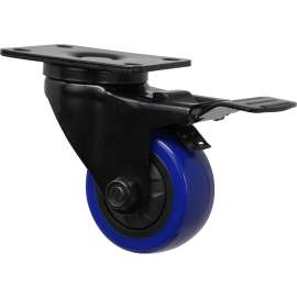 Shepherd Hardware 3661 Swivel Caster with Brake, 3 in Dia Wheel, TPU Wheel, Black/Blue, 225 lb