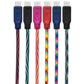 GetPower GP-XL-BRD-M USB Charging Cable, Nylon Sheath, Assorted Sheath, 10 ft L