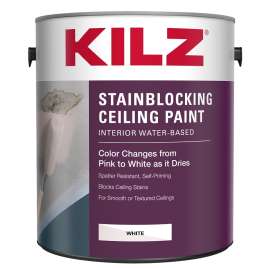 Kilz 68041 Stainblocking Ceiling Paint, White, 1 gal Can