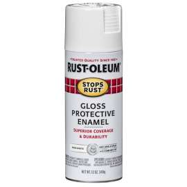 RUST-OLEUM STOPS RUST 250702 Enamel Spray Paint, Gloss, Pure White, 12 oz, Aerosol Can
