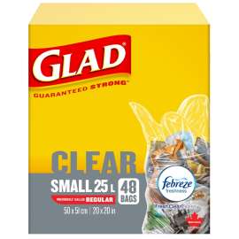 GLAD 30218FRM1 Garbage Bag, 25 L Capacity, Clear