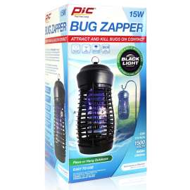 Pic 15WZAPPER Bug Zapper, Plastic, Black