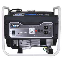 PULSAR PG2200R Generator, 12/17 A, 120 VAC/12 VDC, Gas, 1.5 gal Tank, 12 hr Run Time, Recoil Start