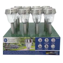 Boston Harbor 24173 Solar Stake Light, Ni-Mh Battery, 1-Lamp, LED Lamp, Metal Plastic Fixture, Battery Included: Yes