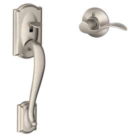 Schlage FE285CAM 619 ACC Door Handle and Lever, Grade 2 Grade, Zinc, Satin Nickel, 2-3/8, 2-3/4 in Backset, Residential