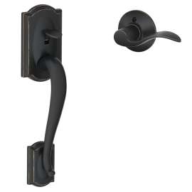 Schlage FE285CAM 716 ACC Door Handle and Lever, Grade 2 Grade, Zinc, Aged Bronze, 2-3/8, 2-3/4 in Backset, Residential