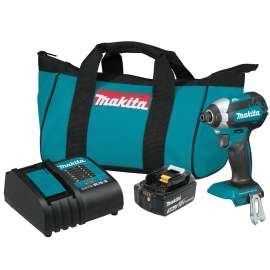 Makita XDT131 Impact Driver Kit, Battery Included, 18 V, 3 Ah, 1/4 in Drive, Hex Drive, 0 to 3600 ipm
