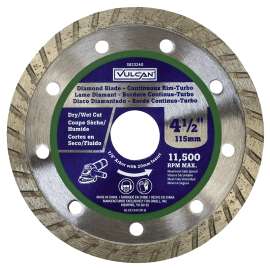 Vulcan 937341OR Continuous Turbo Diamond Blade, 4.5 in Dia, 7/8 in Arbor