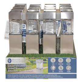 Boston Harbor 24189 Square Bollard Path Stake Lights, Ni-MH Battery, AA Battery, 1-Lamp, LED Lamp, Stainless Steel
