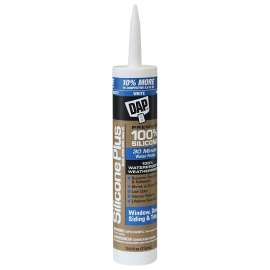DAP Silicone Plus 08780 Window and Door Sealant, White, -40 to 300 deg F, 10.1 fl-oz Cartridge