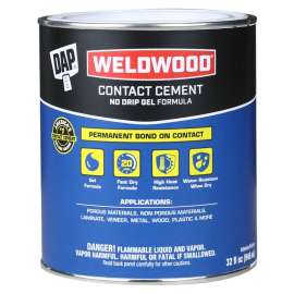 WELDWOOD 25312 Contact Cement, Gel, Strong Solvent, Tan, 1 qt Can