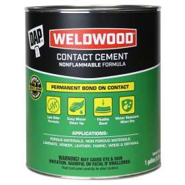 WELDWOOD 25336 Contact Cement, Liquid, Slight, White, 1 gal Can