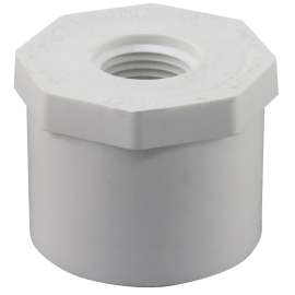 GENOVA 300 Series 34255 Pipe Reducing Bushing, 1-1/2 in Spigot x 1/2 in FIP, White