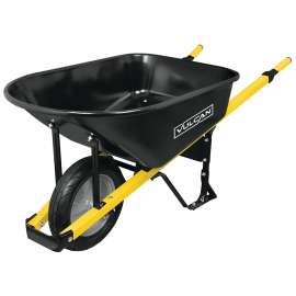 Vulcan 34472 Contractor Wheelbarrow, 6 cu-ft Volume, Steel, 1 -Wheel, 16 in Wheel, Cushion-Grip Handle
