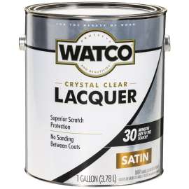 WATCO 63231 Lacquer Clear Wood Finish, Liquid, Clear, 1 gal, Can