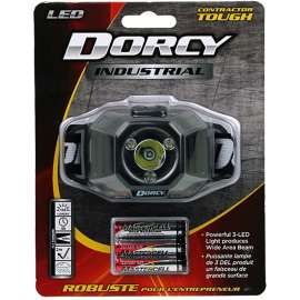 Dorcy 41-2606 Headlight, AAA Battery, LED Lamp, 280 Lumens, 103 m Beam Distance, 4 hr Run Time, Gray