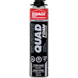 LePage Quad 1482482 Foam Sealant, Tan, 1 to 6 hr Functional Cure, 14 to 86 deg F, 598 g Aerosol Can