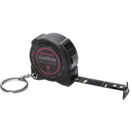 Crescent Lufkin Shockforce Nite Eye Series L1108B Keychain Tape Measure, 8 ft L Blade, 1/2 in W Blade, Nylon Blade