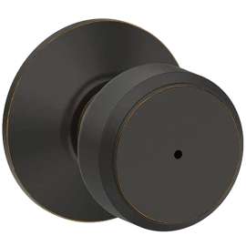 Schlage F40 V BWE 716 Bed and Bath Lock, Bowery Knob Handle, Brass, Aged Bronze, 2-3/8, 2-3/4 in Backset