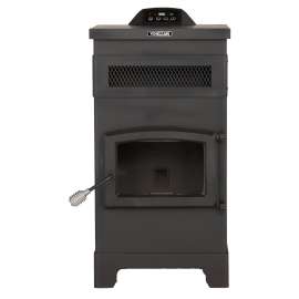 VOGELZANG VG5770 Free-Standing Pellet Stove with Hopper, 23 in W, 23-1/2 in D, 44 in H, 48,000 Btu Heating, Iron, Black