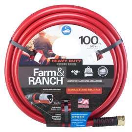 SWAN SNFR58100 Garden Hose, 5/8 in, 100 ft L, Female x Male, Polyester, Red