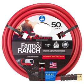 SWAN SNFR58050 Garden Hose, 5/8 in, 50 ft L, Female x Male, Polyester, Red