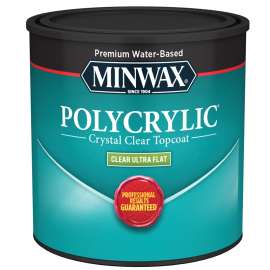 Minwax Polycrylic 211114444 Protective Finish, Ultra Flat, Liquid, 1/2 pt
