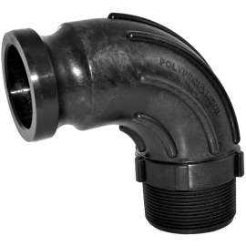 GREEN LEAF 200FSWP90 90 Deg Sweep Hose Elbow, 2 in, Male Adapter x MNPT, Plastic