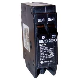 EATON DNPL1520 Circuit Breaker, Duplex, Type DNPL, 15 to 20 A, 2 -Pole, 120 VAC
