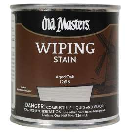 Old Masters 12616 Wiping Stain, Aged Oak, Liquid, 0.5 pt, Can