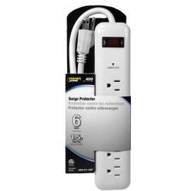 PowerZone Surge Protector Strip, 125 V, 15 A, 6 Outlet