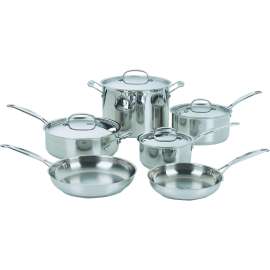 Cuisinart Chef's Classic 77-10 Cookware Set, Stainless Steel, Polished Mirror, 10-Piece
