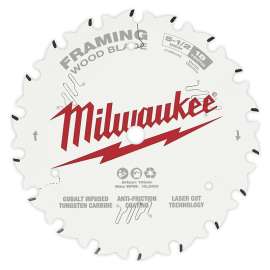 Milwaukee 48-40-0720 Circular Saw Blade, 7-1/4 in Dia, 5/8 in Arbor, 24-Teeth, Carbide Cutting Edge