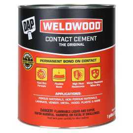 WELDWOOD 00273 Contact Cement, Liquid, Strong Solvent, Tan, 1 gal Can