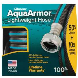 GILMOUR MFG AquaArmor 869001-1001 Lightweight Garden Hose, 100 ft L, Plastic