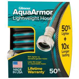 GILMOUR MFG AquaArmor 869501-1001 Lightweight Garden Hose, 50 ft L, Plastic
