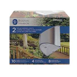 Boston Harbor Solar Light Wedge Stainless Steel, Ni-Mh Battery, AA Battery, 4-Lamp, Stainless Steel
