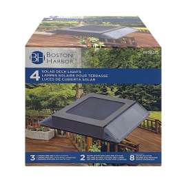 Boston Harbor Solar Deck Light, Ni-Mh Battery, AA Battery, 2-Lamp, Stainless Steel and Plastic Fixture