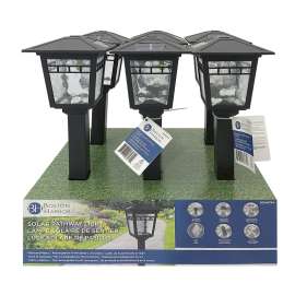 Boston Harbor Solar Coach Stake Light, Ni-Mh Battery, AA Battery, 1-Lamp, Plastic and Glass Fixture, Black