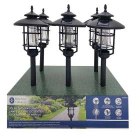 Boston Harbor Solar Stake Light w/LED Filament, Ni-Mh Battery, AA Battery, 1-Lamp, Black, Battery Included: Yes