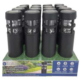 Boston Harbor Solar Bollard Light Plastic Black, Ni-Mh Battery, AA Battery, 1-Lamp, Plastic Fixture, Black