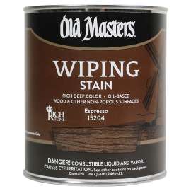 Old Masters 15204 Wiping Stain, Clear, Espresso, Liquid, 1 qt