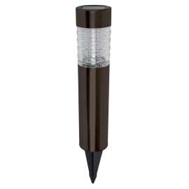 Boston Harbor Solar Bollard Light, Ni-Mh Battery, AA Battery, 2-Lamp, Metal and Glass Fixture, Bronze