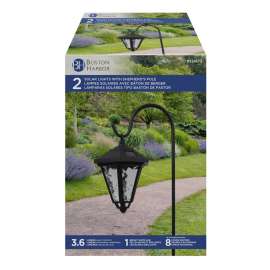 Boston Harbor Solar Shepard's Hook Coach Light, Ni-Mh Battery, AA Battery, 1-Lamp, Plastic Fixture, Black